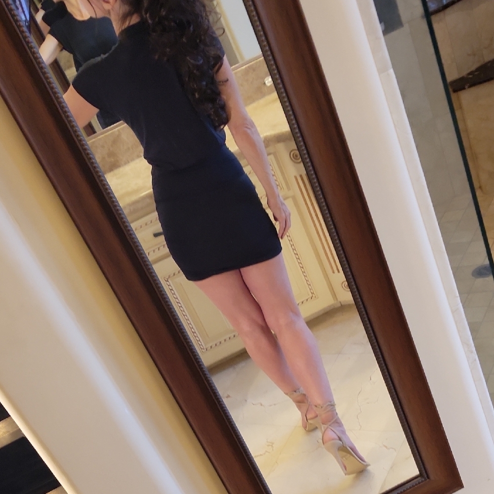 FRAME Elegant Navy Blue Criss-cross Bodycon Dress, XXS - Picture 11 of 15